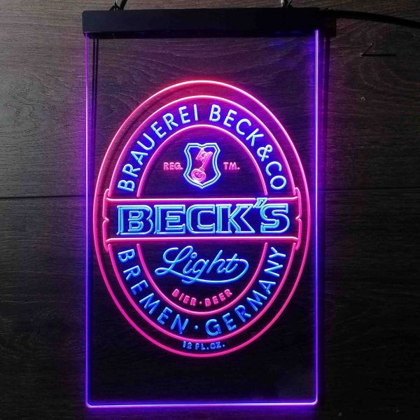 Becks Light Logo Dual LED Neon Light Sign